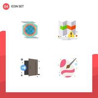 Pack of 4 Modern Flat Icons Signs and Symbols for Web Print Media such as globe er idea notification medical Editable Vector Design Elements