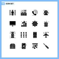 Group of 16 Solid Glyphs Signs and Symbols for gadget computers phone web camera camera Editable Vector Design Elements