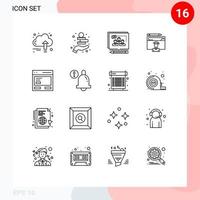 Modern Set of 16 Outlines and symbols such as graduation education asset avatar convince Editable Vector Design Elements