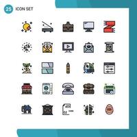 25 User Interface Filled line Flat Color Pack of modern Signs and Symbols of pc device equipment monitor travel Editable Vector Design Elements