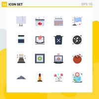 16 Thematic Vector Flat Colors and Editable Symbols of laptop bottle movie milestone finish Editable Pack of Creative Vector Design Elements