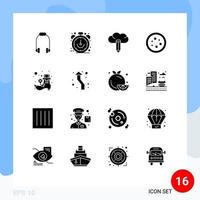 16 Solid Glyph concept for Websites Mobile and Apps boot lab time equipment biology Editable Vector Design Elements