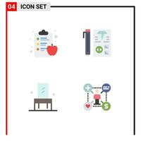 grupo de 4 iconos planos signos y símbolos para muebles de manzana codificación planificación asiento elementos de diseño vectorial editables vector