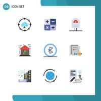 Set of 9 Modern UI Icons Symbols Signs for wireless connection parking communication power Editable Vector Design Elements