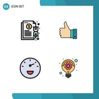 Universal Icon Symbols Group of 4 Modern Filledline Flat Colors of contract thumbs notification finger yes Editable Vector Design Elements