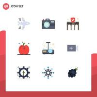 Set of 9 Modern UI Icons Symbols Signs for projector beamer business thanksgiving apple Editable Vector Design Elements