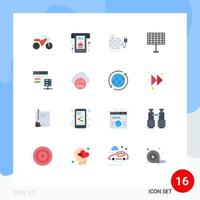 Group of 16 Modern Flat Colors Set for air server sun network server solar Editable Pack of Creative Vector Design Elements