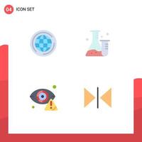 Pack of 4 creative Flat Icons of world cyber think lab eye Editable Vector Design Elements