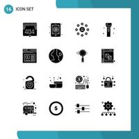 User Interface Pack of 16 Basic Solid Glyphs of internet products user flashlight devices Editable Vector Design Elements