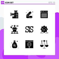 User Interface Pack of 9 Basic Solid Glyphs of seminar convention amplifier conference portable Editable Vector Design Elements