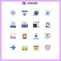 16 iconos creativos signos y símbolos modernos de protección de desarrollo de escudo de cajón de archivo paquete editable global de elementos creativos de diseño de vectores