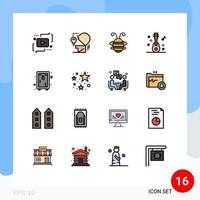 16 User Interface Flat Color Filled Line Pack of modern Signs and Symbols of party guitar bulb audio ladybird Editable Creative Vector Design Elements