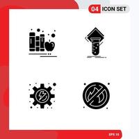 4 User Interface Solid Glyph Pack of modern Signs and Symbols of back to school testing library lab gear Editable Vector Design Elements