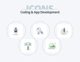 Coding And App Development Flat Icon Pack 5 Icon Design. installation. settings. nature. technology. artificial vector