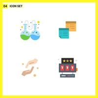 Modern Set of 4 Flat Icons Pictograph of flask paper sticky notes faith Editable Vector Design Elements