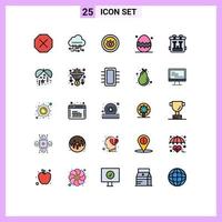 Group of 25 Filled line Flat Colors Signs and Symbols for hobby bag support back pack spring season Editable Vector Design Elements