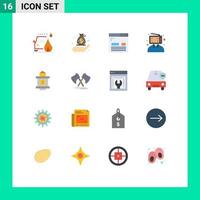 16 User Interface Flat Color Pack of modern Signs and Symbols of marketing digital coding customer page Editable Pack of Creative Vector Design Elements