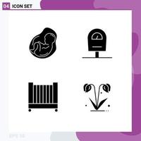 Set of 4 Modern UI Icons Symbols Signs for baby child obstetrics meter flower Editable Vector Design Elements