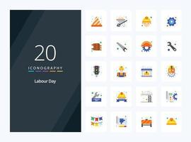 20 icono de color plano del día del trabajo para la presentación vector