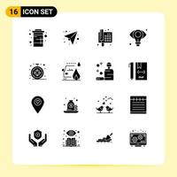 conjunto de 16 iconos modernos de la interfaz de usuario signos de símbolos para la bombilla del navegador enviar elementos de diseño vectorial editables vector