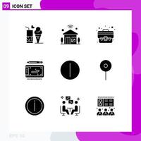 Set of 9 Commercial Solid Glyphs pack for wacom graphic iot art suitcase Editable Vector Design Elements