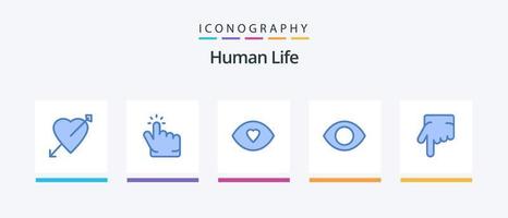 paquete de iconos azul humano 5 que incluye . ojo. mano. dedo. diseño de iconos creativos vector