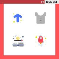 Set of 4 Vector Flat Icons on Grid for arrow dollar direction shirt launch Editable Vector Design Elements