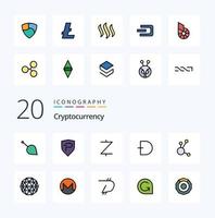 20 Cryptocurrency Line Filled Color icon Pack like currency crypto crypto currency coin crypto currency vector