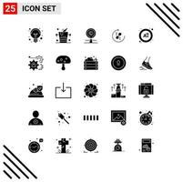 25 Thematic Vector Solid Glyphs and Editable Symbols of joint recycle content repeat property Editable Vector Design Elements