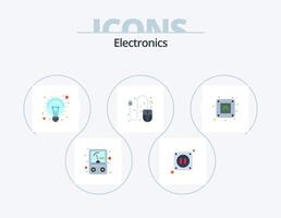 Electronics Flat Icon Pack 5 Icon Design. . plug. light. socket. scroll vector