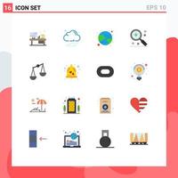 Mobile Interface Flat Color Set of 16 Pictograms of scales balance forecast ui in Editable Pack of Creative Vector Design Elements