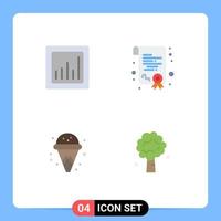 Modern Set of 4 Flat Icons Pictograph of analytics tree certification cone apple tree Editable Vector Design Elements