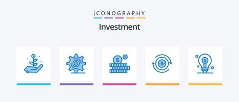 Investment Blue 5 Icon Pack Including investing. business. investment. bulb. transaction. Creative Icons Design vector