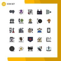 Set of 25 Modern UI Icons Symbols Signs for development electricity protect car accumulator Editable Vector Design Elements