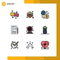 Modern Set of 9 Filledline Flat Colors and symbols such as hardware data tools component money Editable Vector Design Elements