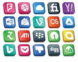 20 Social Media Icon Pack Including pocket google allo vine open source ati vector