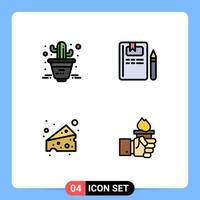Set of 4 Modern UI Icons Symbols Signs for cactus swiss book pencil hand Editable Vector Design Elements