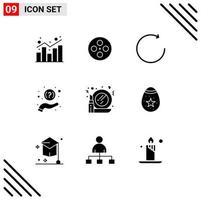 9 Universal Solid Glyphs Set for Web and Mobile Applications make support multimedia question faq Editable Vector Design Elements