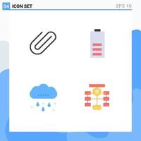 4 Universal Flat Icons Set for Web and Mobile Applications attachment cloud paper electricity rainy Editable Vector Design Elements