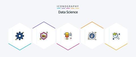 Data Science 25 FilledLine icon pack including . search. lock. graph. interface vector