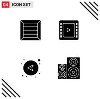 Universal Icon Symbols Group of 4 Modern Solid Glyphs of box left cienma tape arrows hifi Editable Vector Design Elements