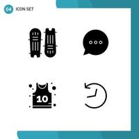 4 User Interface Solid Glyph Pack of modern Signs and Symbols of cricket shirt cricket equipment chat twitter Editable Vector Design Elements