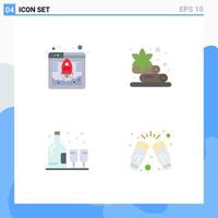 User Interface Pack of 4 Basic Flat Icons of access glass web hosting lotus celebrate Editable Vector Design Elements