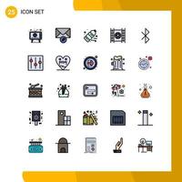 Set of 25 Modern UI Icons Symbols Signs for bluetooth movie bottle media waste Editable Vector Design Elements