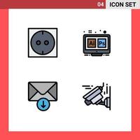 Group of 4 Modern Filledline Flat Colors Set for electric send hex ai image Editable Vector Design Elements