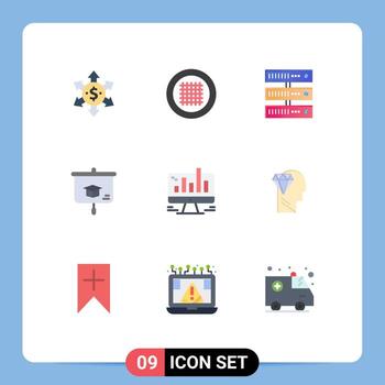 9 Flat Color concept for Websites Mobile and Apps computer business data school education Editable Vector Design Elements