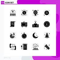 Editable Vector Line Pack of 16 Simple Solid Glyphs of construction up transaction arrows illustration Editable Vector Design Elements