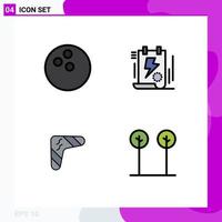 Set of 4 Commercial Filledline Flat Colors pack for ball australian document bolt indigenous Editable Vector Design Elements