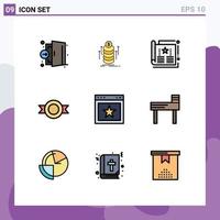 Universal Icon Symbols Group of 9 Modern Filledline Flat Colors of article logo coins label leaflet Editable Vector Design Elements