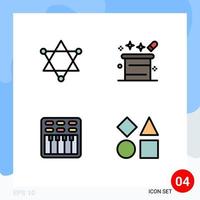 Modern Set of 4 Filledline Flat Colors and symbols such as figure movie magic magician sound Editable Vector Design Elements